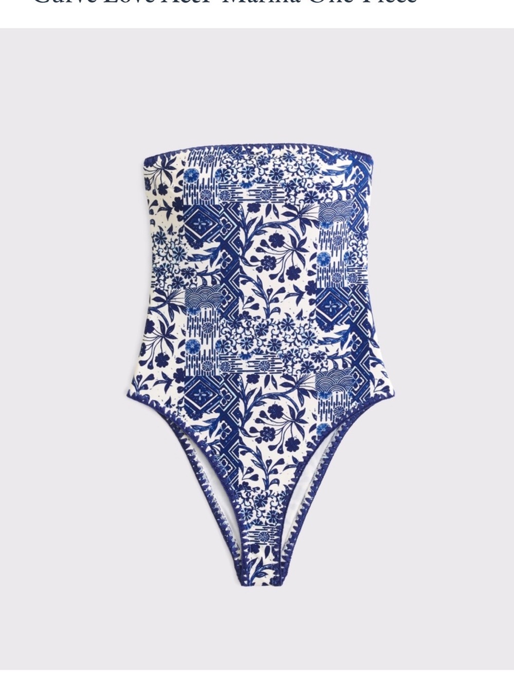 Abercrombie & Fitch Blue and White Strapless One-Piece- curve love medium